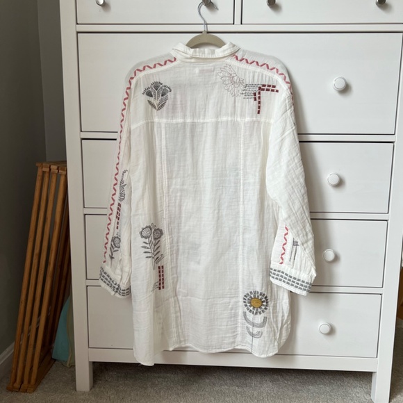 Johnny Was Joelle Cotton Tunic Shirt Coverup White XL - Picture 2 of 9